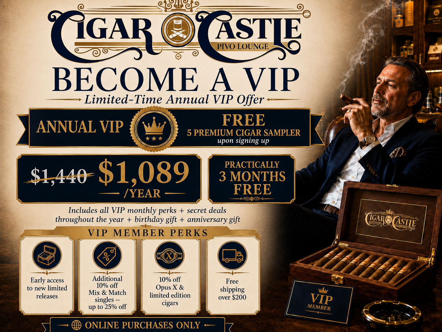 VIP Annual Cigar Castle Cigar Club Membership Annual