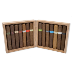 Tatuaje Monster Smash Sampler: 14 box-pressed Tatuaje Monster Series cigars in an open wooden box
